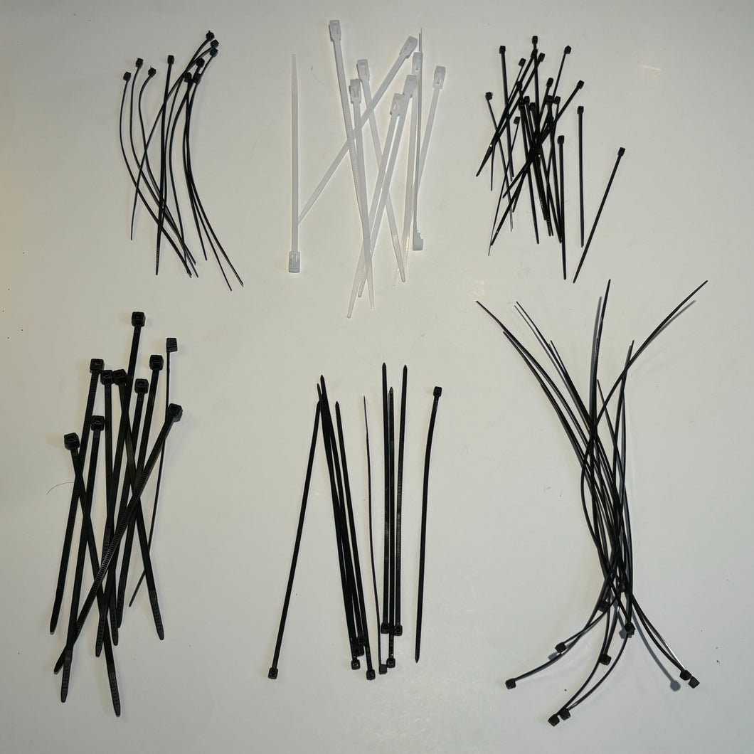 Zip tie assortment (6 types; min. 10 of each)